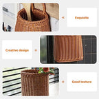 Woven Seagrass Storage Basket - Wall Mounted Planters with Rattan Flower Pot - Hanging Wicker Basket