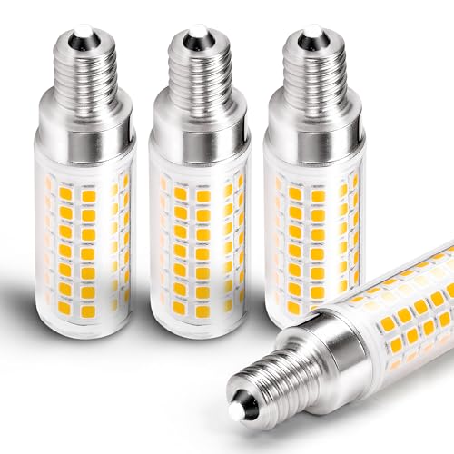E12 Dimmable 6 Watt LED Light Bulb AC120V 600lm Warm White 2700K 60 Watt Halogen Equivalent T6 C7 Candelabra E12 Small Base for Ceiling Fan Chandelier Pendant Wall Sconces Salt Lamp, 4 Pack - color: 2700k Warm White, size: 6 Watt-Dimmable-4 Pack