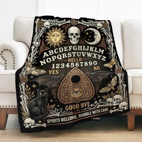 Levens Ouija Board Throw Blanket - Lightweight Soft Cozy Flannel Lap Blankets for Napping- Moody Decor for Couch Sofa Bed 50"x60" - Gothic/Witchy/Birthday Gifts for Occult Fans Women Men Teens - color: Ouija Board, size: 50"x60"