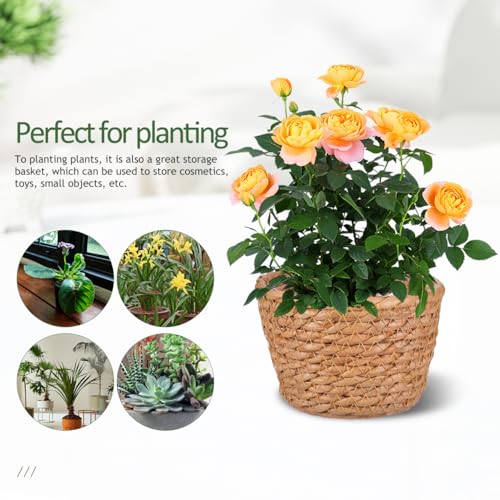 TOYANDONA 2pcs Modern Woven Plant Pots Natural Woven Planter Baskets Liner for Indoor Outdoor Random Color 5.1 inch