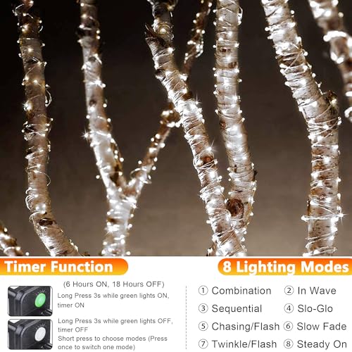 Joomer Fairy String Lights 33FT 100 LEDs Plug in Fairy Lights Indoor Copper Wire String Light DIY for Bedroom, Parties, Wedding, Christmas, Outdoor, Indoor Decoration (White, Non-Connectable) - color: White, size: 100led