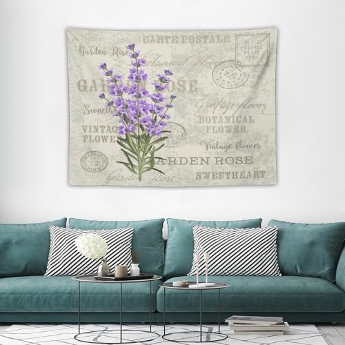Houselerax Lavender Floral Tapestry,Spring Purple Flower Wall Hanging for Bedroom Living Room Dorm Decor, 40"x30" - color: Lavender Floral-5, size: W40xL30in