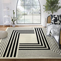 Abani Geometric Beige/Black Area Rug - 8'x10' - Modern 3D Lines Design - Deco Collection - Easy to Clean - Durable for High Traffic Areas -Living Room, Dining Room - Medium Pile - color: Geometric, size: 8' x 10' (Rectangular)