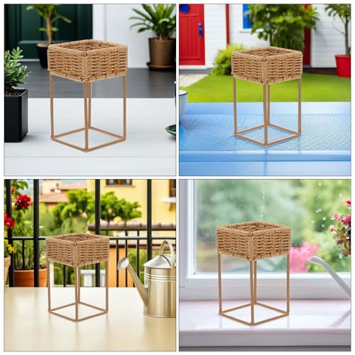 COLLBATH Plant Stand, Plant Basket Indoor, Small, Cute Planter Holder with Legs, Boho Style Flowers Display Rack Standing Floor Stool Shelf for Pot - size: 20.00X15.00X15.00CM