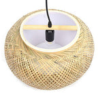 Handmade Woven Bamboo Pendant Lighting Antique Rattan Single Lantern Ceiling Hanging Light Natural Wooden Ceiling Fixture with Adjustable Cord for Living Room Restaurant Bedroom - size: 23.5 Inch