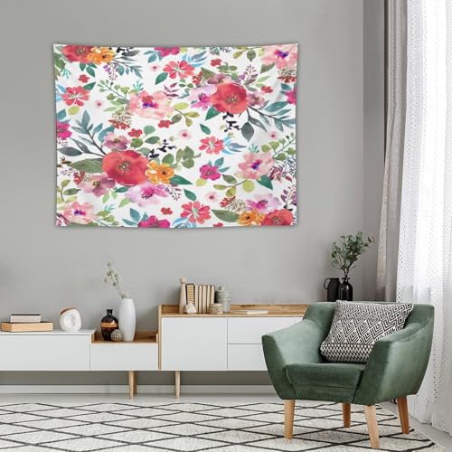 Houselerax Floral Tapestry, Flower Spring Colorful Plant Wildflower Nature Wall Hanging Tapestry Botanical Leaves Herbs Vintage Nature Printed Tapestry for Bedroom Living Room Dorm, 40"x30" - color: Watercolor Floral-7, size: W40xL30in