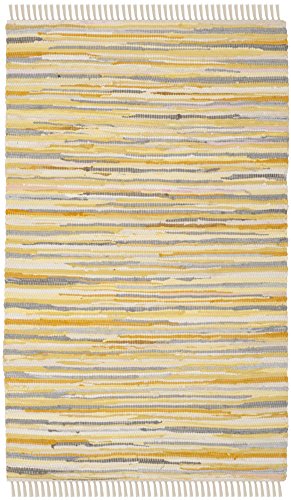 SAFAVIEH Rag Rug Collection Accent Rug - 4' x 6', Gold & Multi, Handmade Boho Stripe Cotton, Ideal for High Traffic Areas in Entryway, Living Room, Bedroom (RAR129N) - color: Gold/Multi, size: 4' x 6' (Rectangular)