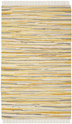 SAFAVIEH Rag Rug Collection Accent Rug - 4' x 6', Gold & Multi, Handmade Boho Stripe Cotton, Ideal for High Traffic Areas in Entryway, Living Room, Bedroom (RAR129N) - color: Gold/Multi, size: 4' x 6' (Rectangular)