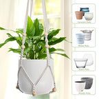 EWPJDK 3 PCS Macrame Plant Hanger Indoor Hanging Planter Basket with Wood Beads Plants Holder Decorative Flower Pot Holder (POTS NOT Included) (Ivory White)
