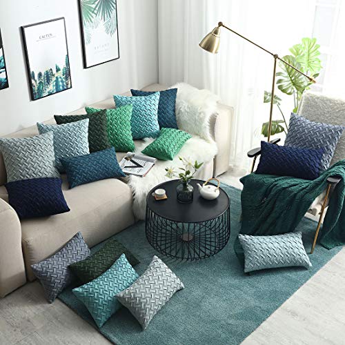 vctops Christmas Boho Basket Weave Pattern Decorative Throw Pillow Cover Super Soft Suede Solid Lumbar Accent Cushion Case for Couch Sofa Car (Dark Green,12"x20") - color: Dark Green, size: 20" x 12" (Pack of 1)