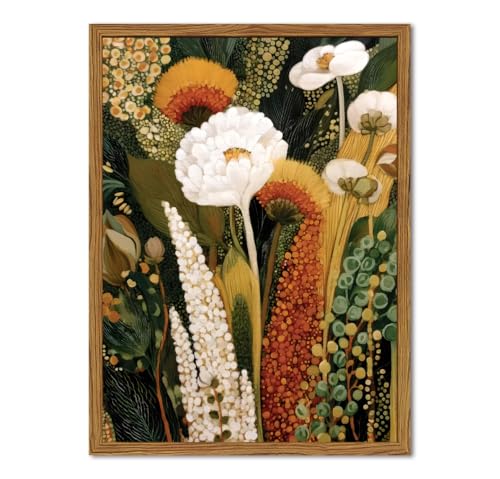 Framed Vintage Floral Canvas Wall Art, Abstract Flower Pictures Wall Decor, Boho Wildflower Botanical Paintings Prints Mid Century Modern Home Decor Aesthetic for Living Room Bedroom 12x16 inch - color: Abstract Wildflower, size: 16"L x 12"W