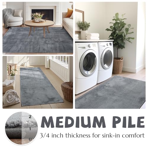 jinchan Solid Plush Area Rug 2x3 Performance Shaggy Washable Rug Indoor Entryway Doormat Soft Modern Faux Wool Cozy Non Slip Carpet for Living Room Kid Room Bedroom Nursery Grey - color: Solid Grey, size: 2' x 3' (Rectangular)