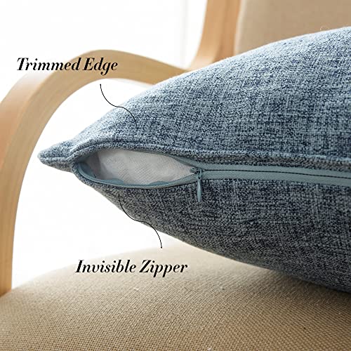 HPUK Linen Throw Pillow Covers Pack of 2, 18x18 Inch Accent Cushion Covers for Living Room, Bedroom, Decorative Solid Color Pillow Covers for Couch, Sofa, Chair, Blue - color: Blue-2pack, size: 18" x 18" (Pack of 2)