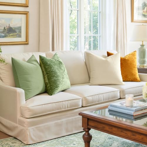 MIULEE Velvet Throw Pillow Covers Set of 2, Soft Neutral Spring Decorative Pillow Cases with Luxurious Textured Vintage Cushion Covers for Home Decor Couch Sofa Bed, Sage Green 18x18 inch - color: Sage Green, size: 18" x 18" (Pack of 2)