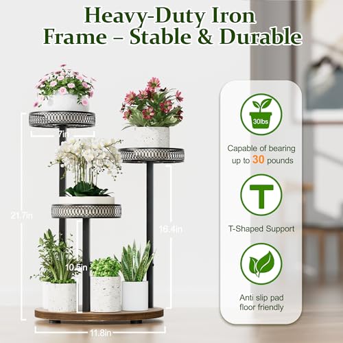 Black Stand Plants, 3-Tier Metal Plant Stands for Outdoor Indoor Plants,Heavy Duty Flower Pot Stands for Multiple Plants,Decoration Display Racks for Patio Garden -BlackFlower - color: BlackFlower, size: 3-tiers