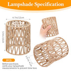 Kifmurase 3Pcs Small Rattan Lamp Shade, Boho Shades, Vintage Hanging Light Shade, 5.9" H x 4.7" D Cylinder Woven LampShades for Floor Lamps Pendant Light Chandelier Wall Sconces Light Fixture