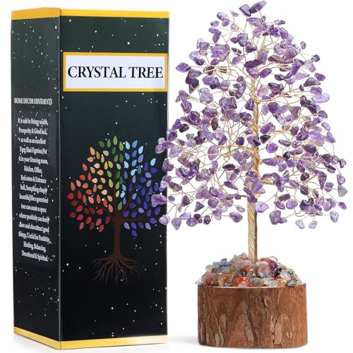 MAIBAOTA Amethyst Crystal Tree of Life Purple Office Home Decor Good Luck Handmade Feng Shui Spiritual Gifts for Women - color: Purple02