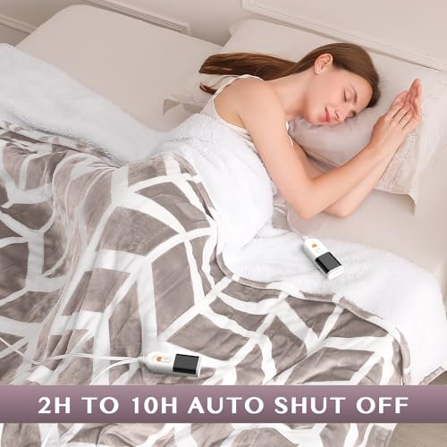 VENTIMI Electric Blanket Queen, 84" x 90" Heated Blanket with 9 Heat Levels & 2-4-8-10 Hours Auto Off, Fast Heating Blanket with ETL & FCC Certification, Beige - color: Beige, size: Queen