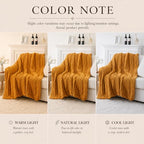 Battilo Cozy Mustard Throw Blanket 50" x 60" | Hand Knitted Chunky Knit Throw Blanket, Soft Jumbo Chenille for Couch Sofa Bed - color: Mustard