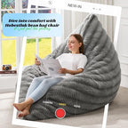 Hobestluk 3 in 1 Bean Bag Chair Giant Bean Bag Chairs for Adults with Ripple Cover Convertible Bean Bag Floor Cushion with Machine Washable Cover for Living Room (Ripple Grey) - color: Muted Grey