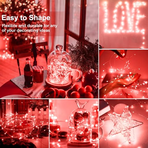kolpop 12 Pack LED Fairy Lights Battery Operated, Mini Twinkle String Lights Battery Powered Waterproof for Christmas Mason Jars Party,Red - color: Red, size: 12 Pack
