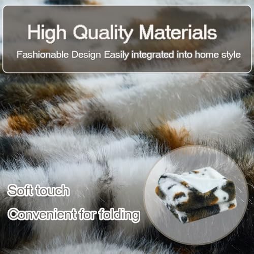 Luxury Fluffy Faux Fur Throw Blanket,Thick Fluffy Silky Fuzzy Cozy Blanket,Plush Blankets for Couch, Sofa, Chair, Bed-Cow Print-Brown 50 * 60inch - color: Cow Print-brown, size: Throw (50" x 60")