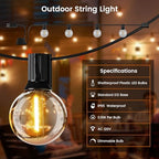 OHLUX Outdoor String Lights,110FT Dimmable Patio Lights with 58 Shatterproof 2200K LED G40 Bulbs(2 Spare),Waterproof Hanging Lights String for Outside Backyard Cafe Porch Deck Porch - size: 110FT