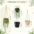 Giegxin Summer Mini Hanging Artificial Plant with Woven Basket Boho Fake Plants Ivy Faux Vines Eucalyptus Leaf for Indoor Home Wall Shelf Decor(6 Set,Green,Hanging Plant Basket) - size: Hanging Plant Basket