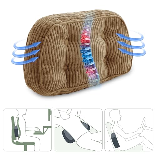 HIGOGOGO Lumbar Support Pillow for Recliner Chair/Accent Chair/Couch/Office Chair, Tufted Corduroy Back Support Cushion for Elderly, Recliner Cushions for Back Rest, Pain Relief, Reading, Coffee - color: Coffee