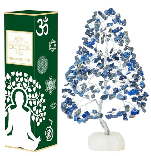 Crocon® Lapis Lazuli Crystals Tree of Life, Birthday Gifts for Women, Men & Friends, Crystals & Healing Stones, Home Decor, Money Tree, Gift Ideas, House Warming Gifts New Home for Men & Boyfriend - color: Bf Lapis Lazuli Quartz Base