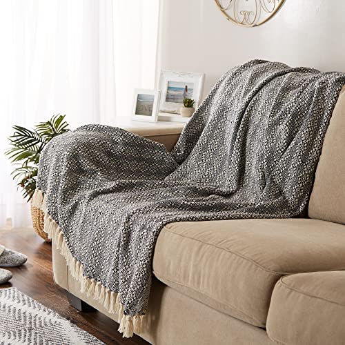 DII Diamond Stitch Woven Throw, Organic Modern, 50 x 60, Navy - color: Navy