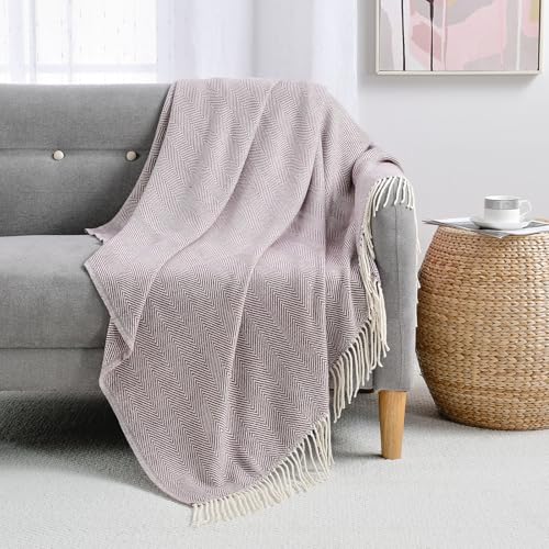 BOURINA Herringbone Throw Blanket,Soft Lightweight Cozy Throw for Bed Couch Decorative Blanket, Purple 50" x 60" - color: Purple, size: 50"x60"