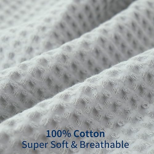 100% Egyptian Cotton 600 TC Waffle Weave Throw Pillow Covers 2 Pack, Ultra Soft Breathable Euro Pillow Shams Covers, Decorative Cushion Covers for Bed Couch Sofa Car, No Insert, Gray, 22" x 22" - color: Grey, size: 22" x 22" (Pack of 2)