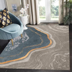 Beige Gold Navy Distressed Abstract Modern Rug Soft Marble Deco Aesthetic Washable Livingroom Bedroom Area Rug Carpet for Dining Kitchen Runner Rugs 3x5 - color: C, size: 3x5