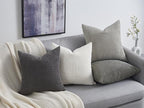 Topfinel 4 Packs Grey Decorative Throw Pillow Covers 22x22 Inch for Living Room Couch Bed Sofa, Boho Western Farmhouse Home Decor, Square Soft Moss Corduroy Fall Cushion Case 55x55 cm