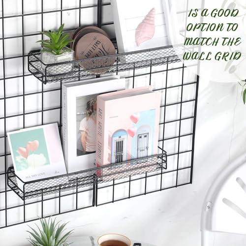 4 Pcs Metal Wire Mesh Basket for Gridwall Black Hanging Wire Mesh Basket with Hook Wall Mounted Organizer for Home Wall Display (Small) - size: Small