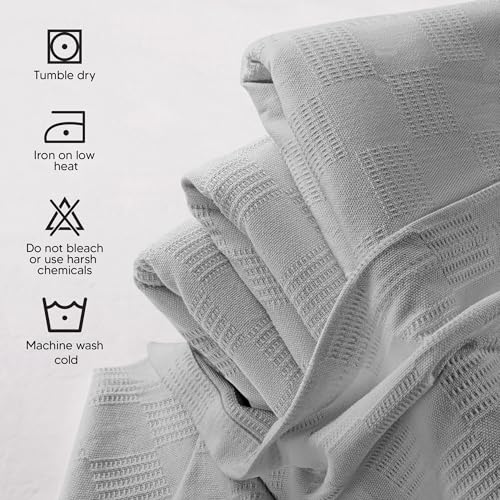 Utopia Bedding 100% Cotton Thermal Blanket Cool Grey Queen Size Soft, Lightweight, Breathable, Cozy Spring and Summer Blankets for Bed, Home Room Decor Gifts for Women and Men (90x90 Inches) - color: Cool Grey, size: Queen