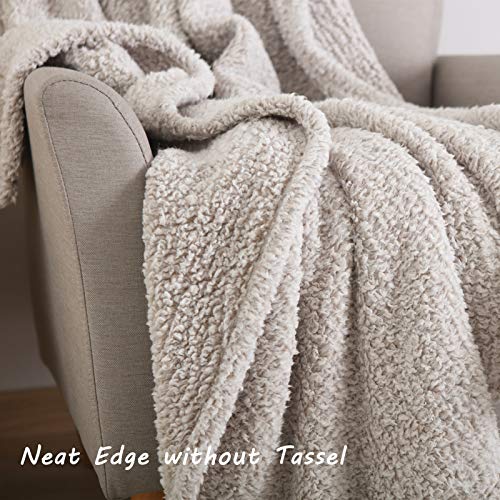 Ultra Soft Cozy Sherpa Throw Blanket, 2 Tones Ombre Light Brown Pattern Reversible, Light Weight Warm Decorative Boho Style Throw Blanket Cover for Sofa, Couch, Bedroom,Travel, 50”x60” - color: Light Brown, size: Throw-50'' x 60''