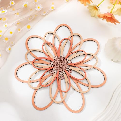 Thyle 6 Pcs Daisy Wall Decor Wooden Daisy Wall Sculptures Art Flowers Signs Hanging Plaque for Home Nursery Bedroom Farmhouse Bathroom Decorations Housewarming Gifts (Vivid Style) - color: Vivid Style