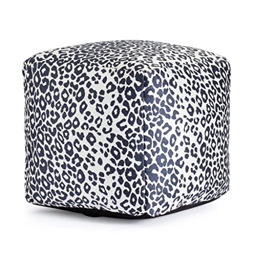 Anji Mountain Artisan Crafted Cotton Blend Pouf Ottoman | Versatile Floor Seating & Footstool for Living Room | Modern Boho Home Décor Accent | Filled Pouffe - color: Obsidian Leopard