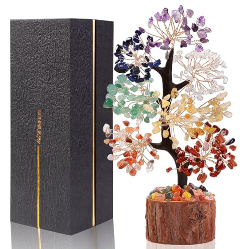 7 Chakra Crystal Tree of Life,Handmade Birthday Gifts for Women Mom Sister Boss, Natural Meditation Healing Crystal and Stones for Positive Energy,House Warming Gift, Home Office Decor - color: 7 Color