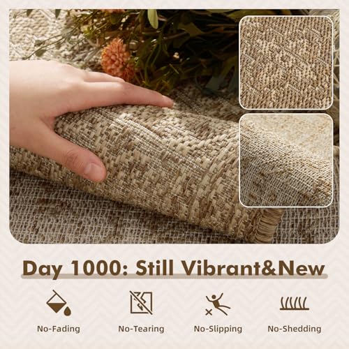 MontVoo-2x3 Outdoor Rug Porch Entryway Rug-Polypropylene Door Mat Indoor Outdoor Entrance Entry Rugs Kitchen Rugs, Textured Weave, Durable, Fade-Resistant, Non-Shedding, Vintage Neutral Brown - color: Brown Beige, size: 2' x 3' (Rectangular)