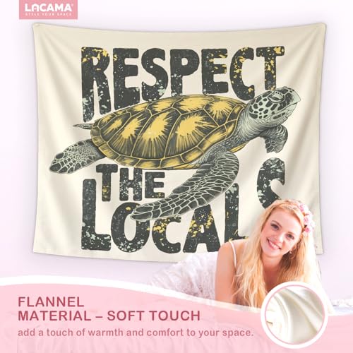 Lacama Sea Turtle Tapestry Ocean Tapestries, Vintage Ocean Green Wall Tapestries Decor for Beach House Room Bedroom College Dorm Apartment, Respect the Locals College Dorm Decor, 50x60 Inches - color: turtle-1-green