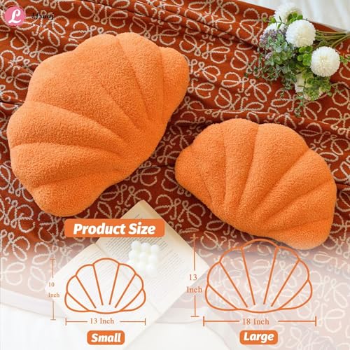 Lfsaaj Orange Seashell Throw Pillows, Shell Shaped Throw Pillows, 13 Inch Soft Home Decorative Pillow Plush Cushion for Bed Couch Living Sofa Room Decor Accent Throw Pillow - color: Orange, size: Small-13Inch
