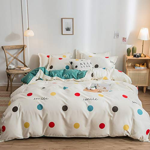 Feelyou Farmhouse Colorful Polka Dot Duvet Cover Set with Zipper Closure Ultra Soft Circles Bedding Set for Men & Women,Luxury Reversible Music Note Melody Comforter Cover Set(Twin, Beige) - color: Multi 46, size: Twin