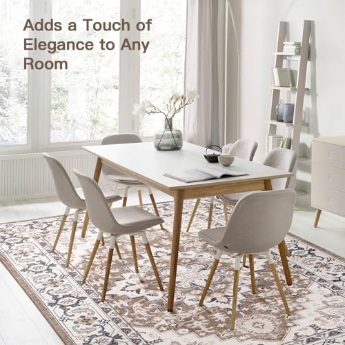 Lofus 5x7 Area Rugs for Living Room, Washable Area Rug, Rugs for Bedroom, Kitchen, Vintage Boho Carpet, Soft Non-Slip, Low Pile Large Area Rug for Office Dining Room, Floral Brown - color: Floral Brown, size: 5' x 7' (Rectangular)