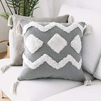 LEVINIS Cute Bohemian Pillow Covers 20 x 20 Inch, Super Soft Square Pillow Sham Pillowcase Cushion Case for Sofa Couch Bedroom Car Living Room - color: Grey White, size: 20" x 20" (Pack of 1)