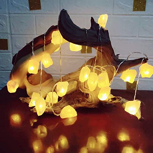 Fantasee Himalayan Salt String Light, Natural Hand Carved Salt Crystal Light Release Negative Ions for Bedroom, Living Room, Office, Home Deco, Yoga, Night Light, Gift (11.5ft 20led) - size: 11.5ft 20led