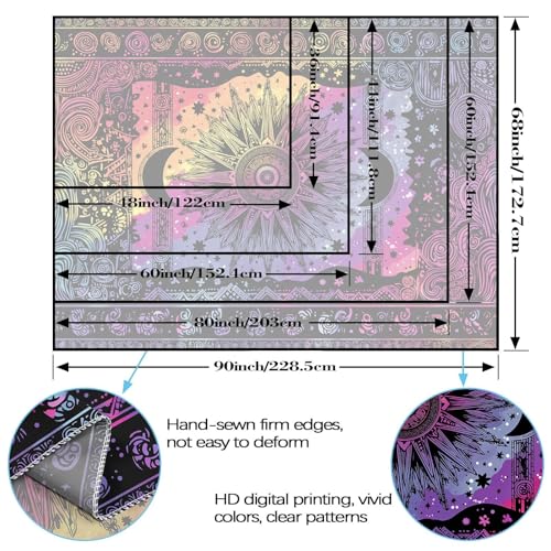Lifeel Hippie Sun Moon Tapestry, Neon Aesthetics Bohemian Tapestries for Bedroom Living Room Dorm, 36x48 inches - color: Colorful, size: 48"L x 36"W