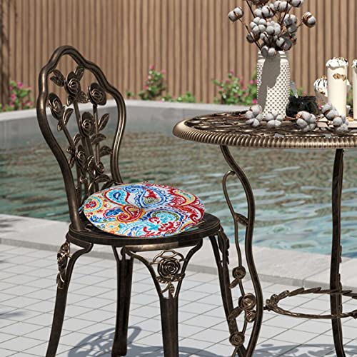 FUNHOME Bistro Chair Cushions 15 inch,Set of 2,Tufted Round Chair Cushions with Ties,15"x15"x4",Water Resistant Round Seat Cushion for Barstool Chairs,Patio Garden Kitchen Outdoor Furniture(Phoenix) - color: Phoenix, size: 15"x15"